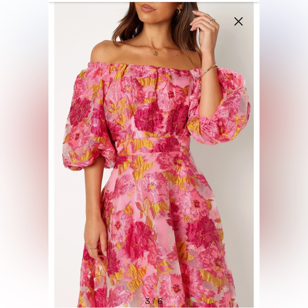 Petal & Pup Olivia Organza Pink and Yellow Floral Mini Dress - Picture 4 of 16